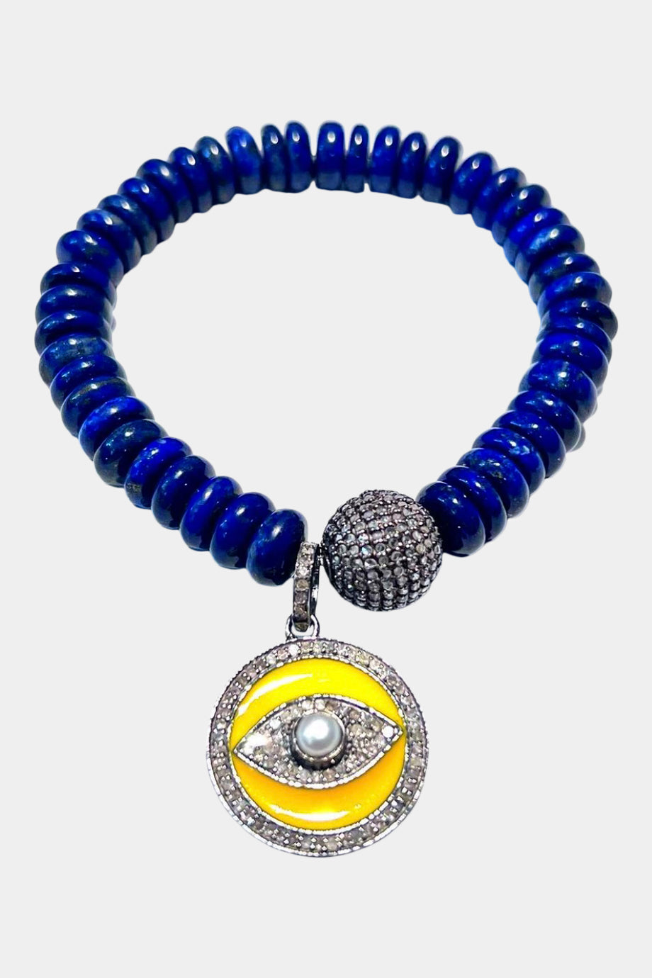 Blue Lapis Bracelet with Evil Eye