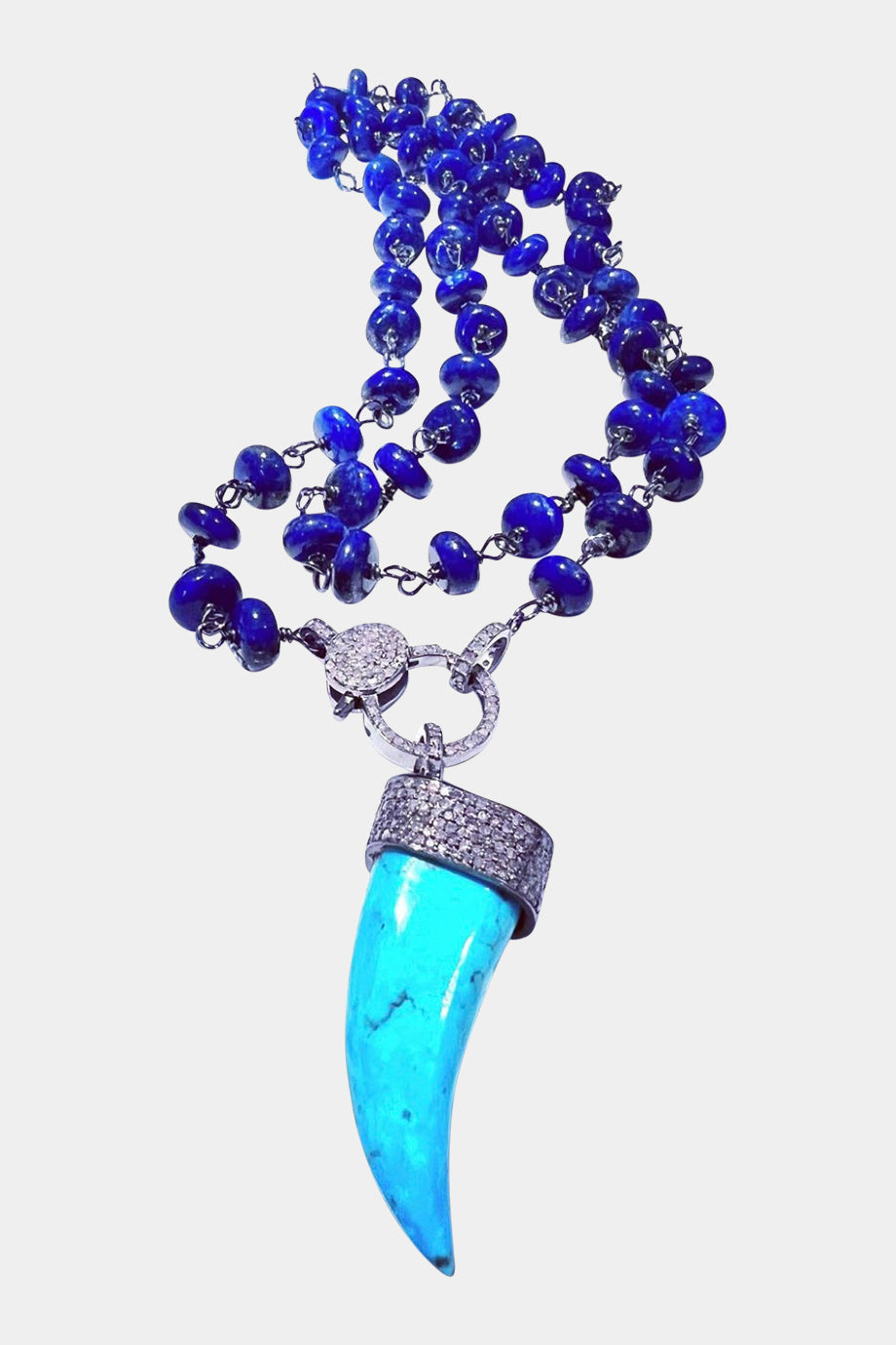 Lapis Chain with Turquoise Horn Necklace