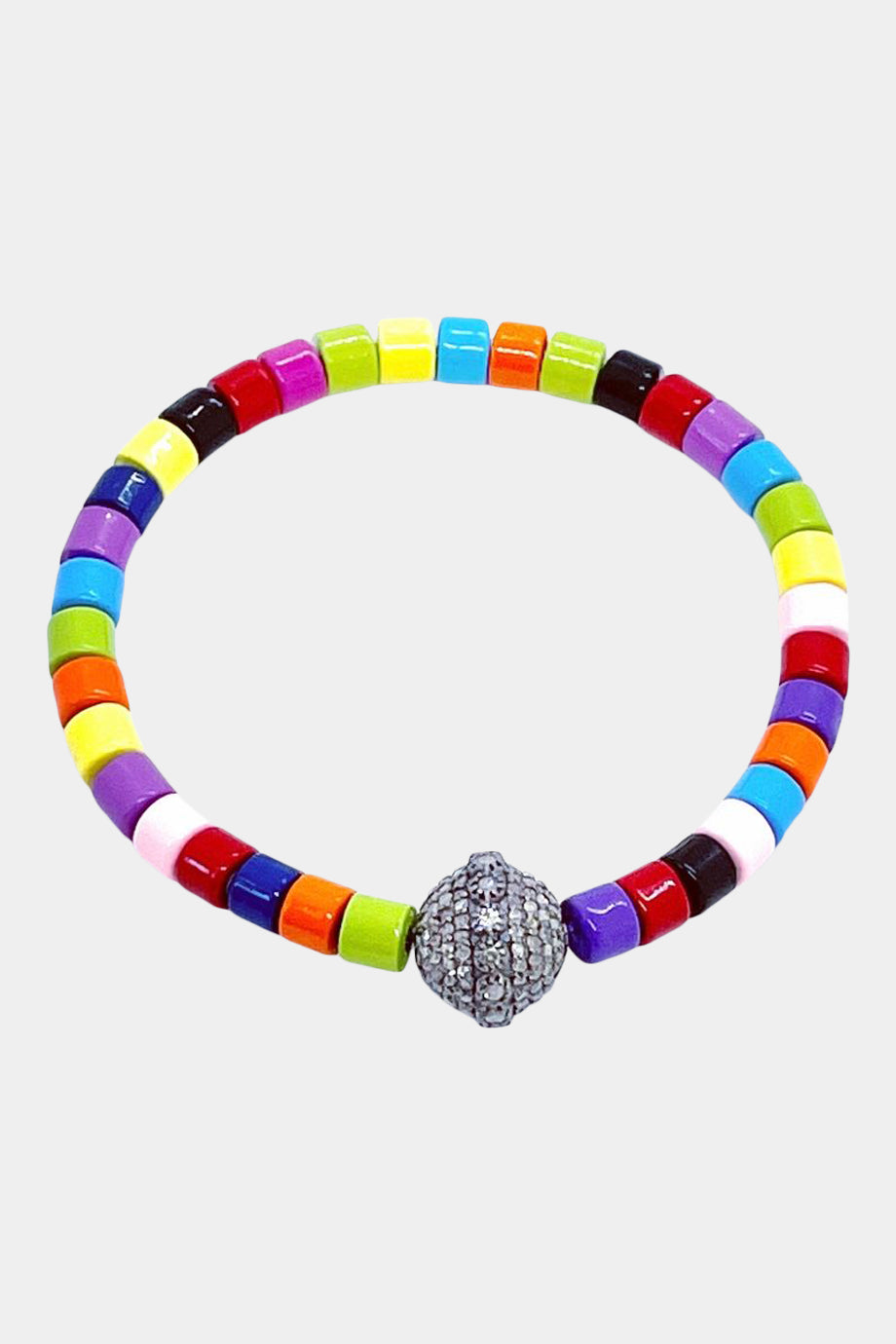 Colorful Enamel Bracelet and Pave Diamond Ball
