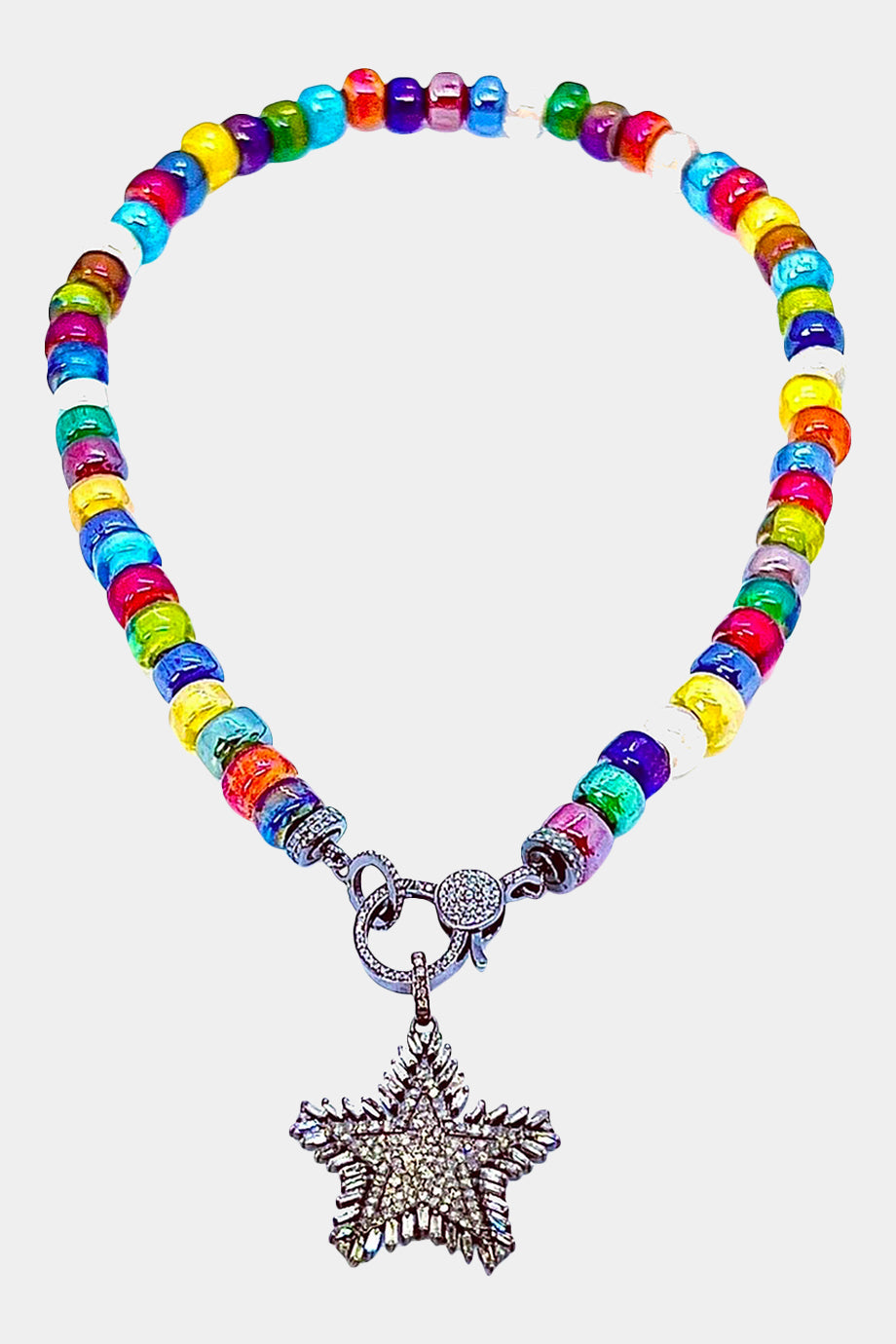 Multi-Coloured Necklace with Diamond Star Pendant
