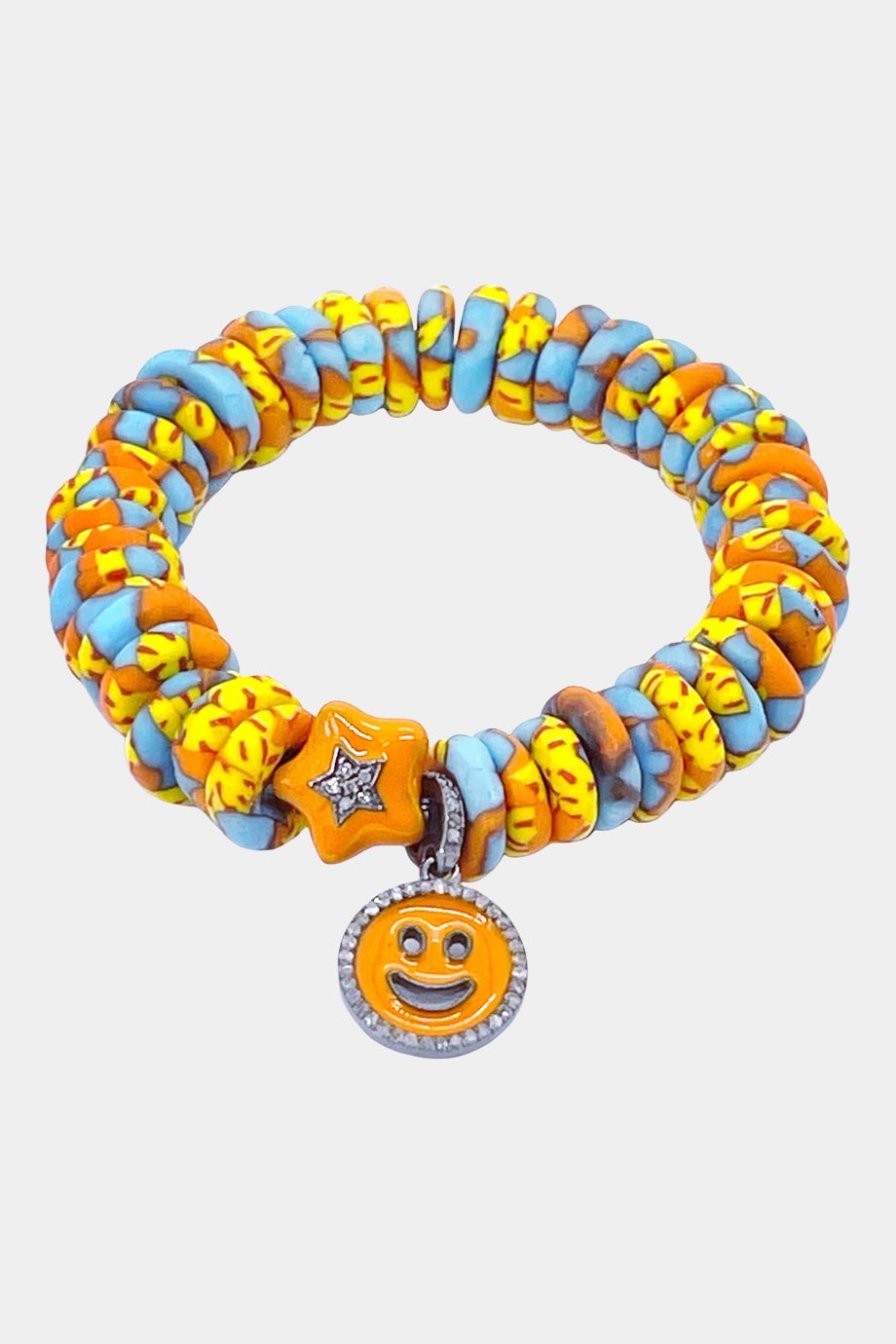 Orange Yellow & Turquoise Ghana Stretch Bracelet