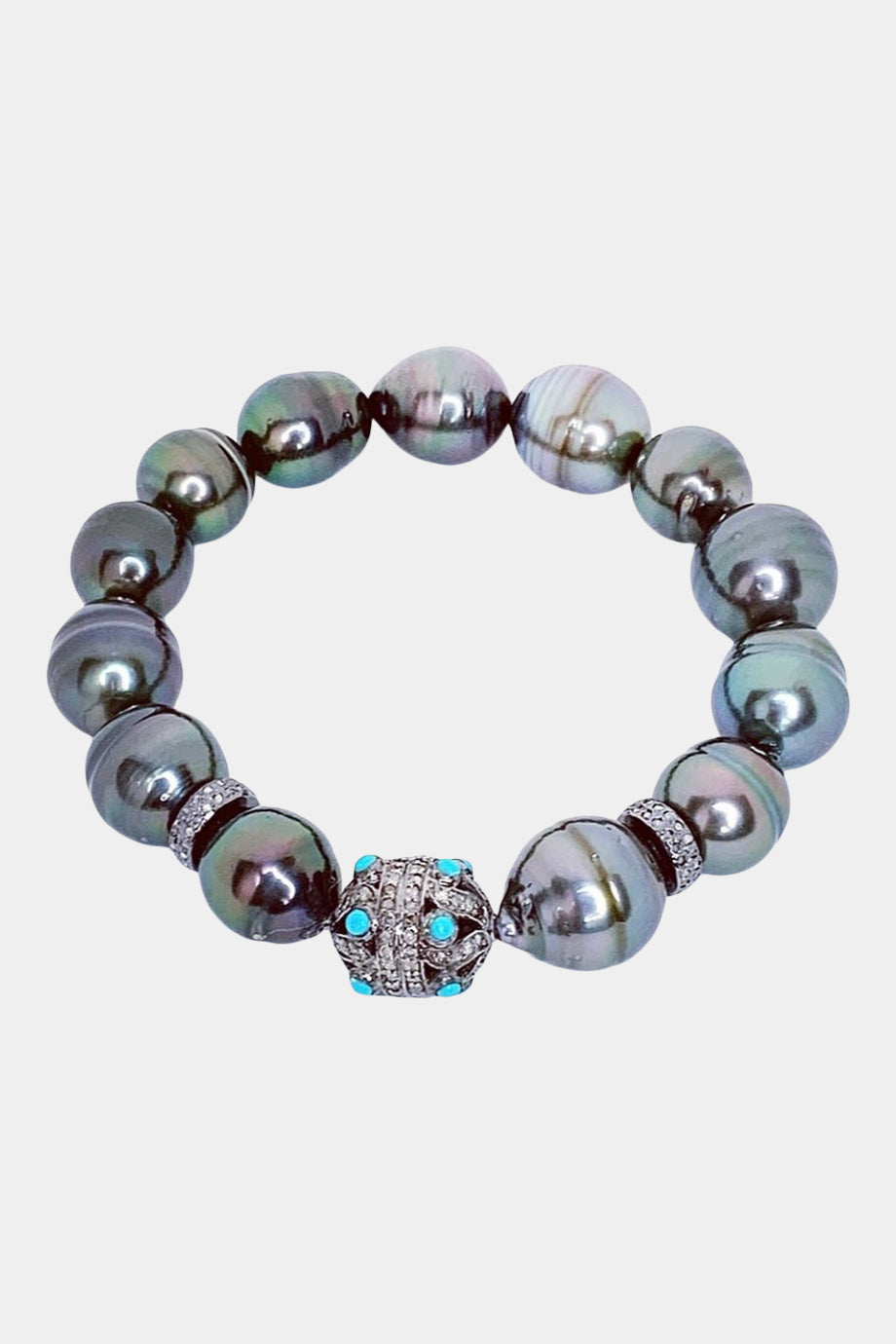 Tahitian Pearl Bracelet Diamond Turquoise Ball