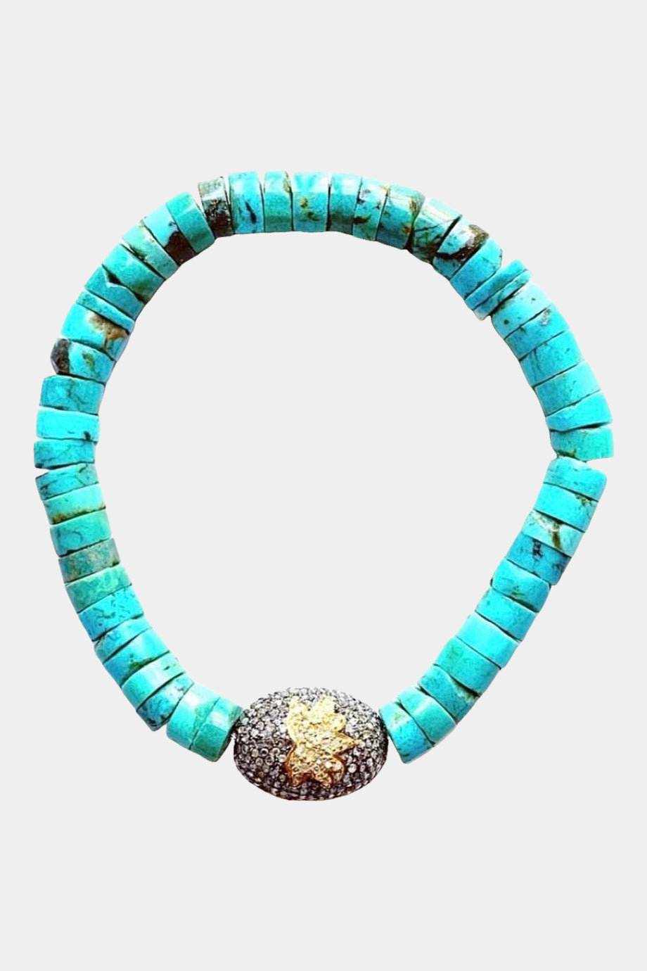 Turquoise Bracelet Two Tone Lotus Ball