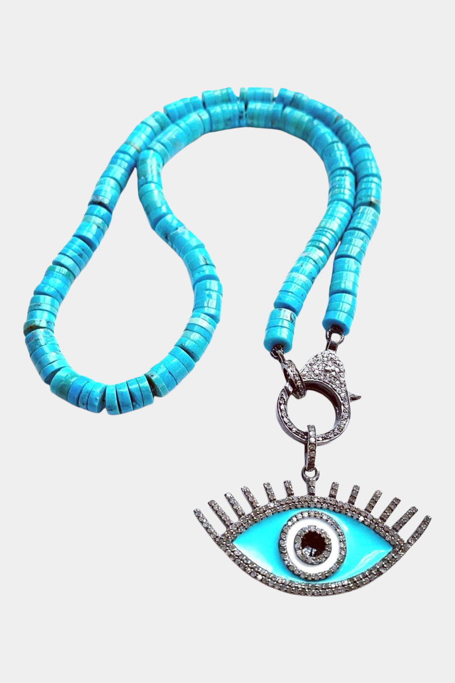 Turquoise Knotted Necklace Enamel Evil Eye Pendant