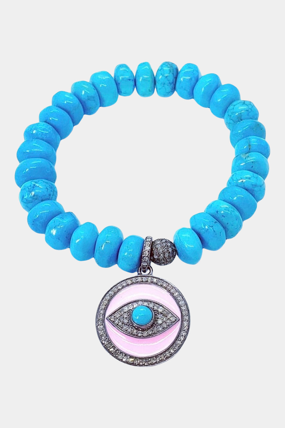 Turquoise Stretch Bracelet Evil Eye Charm