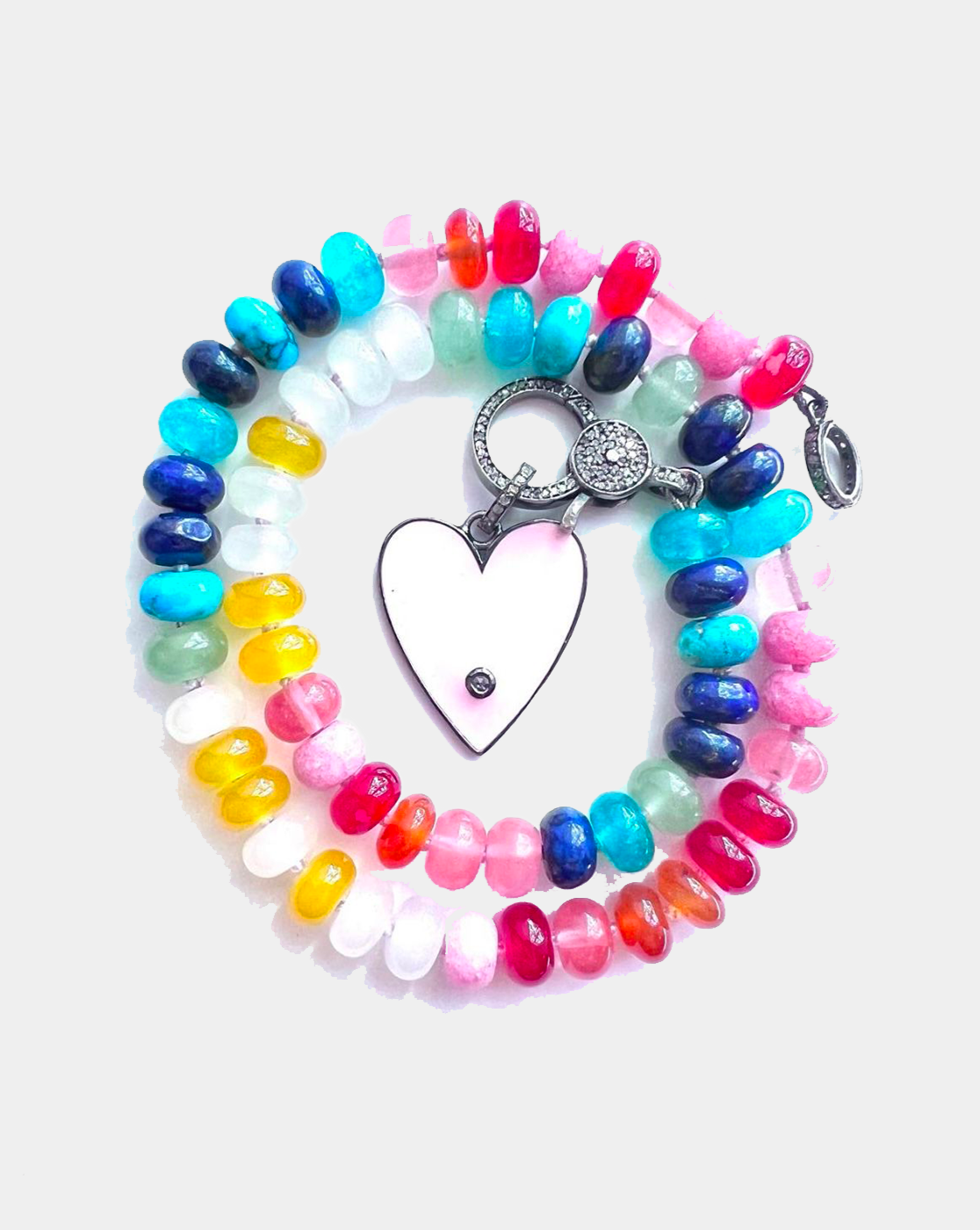 Multi Color Heart Knotted Necklace