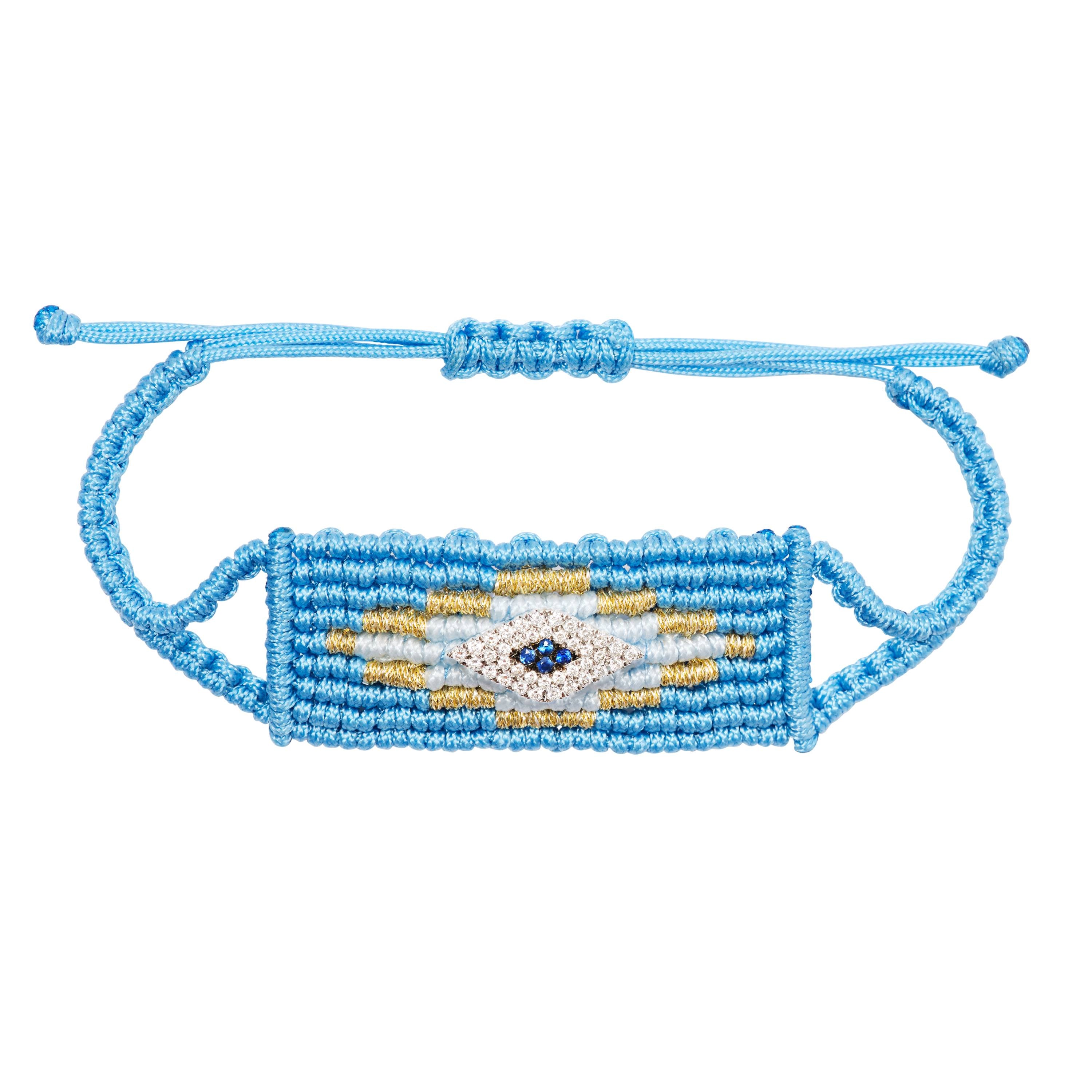 Sky Blue Evil Eye Woven Bracelet