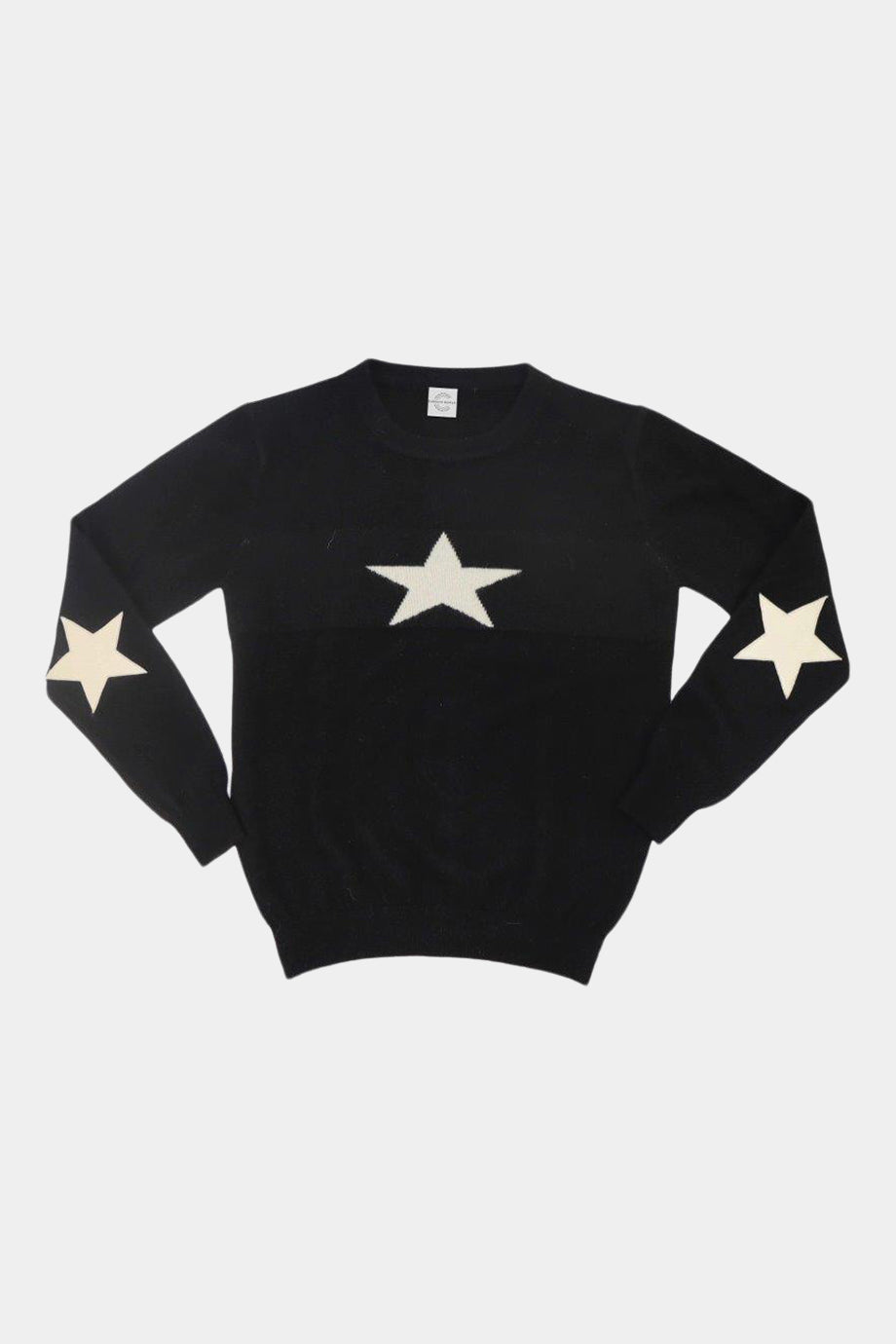 Crewneck Sweater with Star and Leather Star Patches on Elbow
