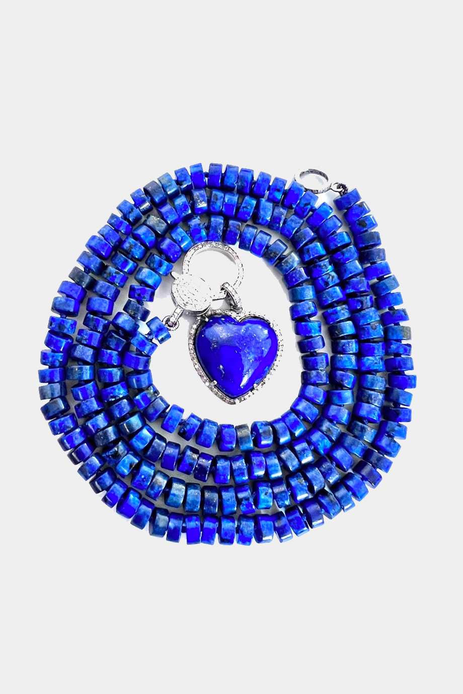 Lapis Knotted Necklace with Diamond Heart