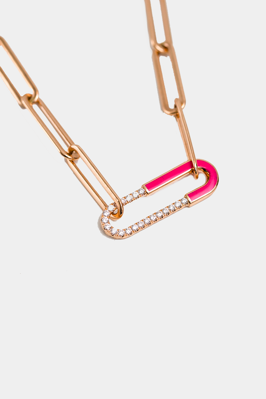 Safety Pin Necklace Pink